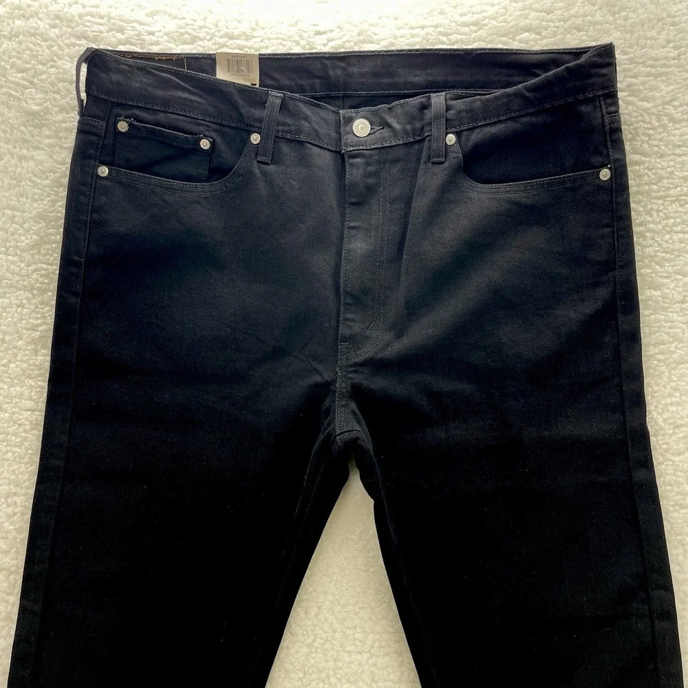 Levis 513 Jeans Mens 38x30 Black Slim Straight Jeans Dark Wash Denim Grunge Goth